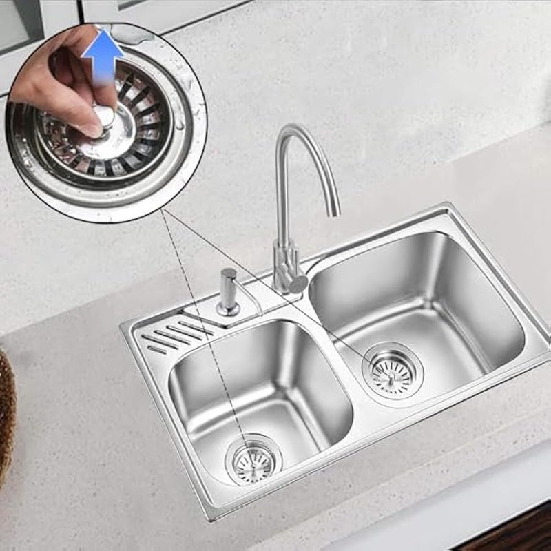 Kitchen Sink Plug Strainer Stainless Steel Rust Universal Sink Plug Replacement Waste Plug Basket for Food/Hair Catcher Hole Diameter 78mm - Image 5